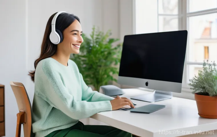 통역사로 성장하는 과정 기록 - **Prompt:** Inside a modern, soundproof interpretation booth during a high-stakes international conf...