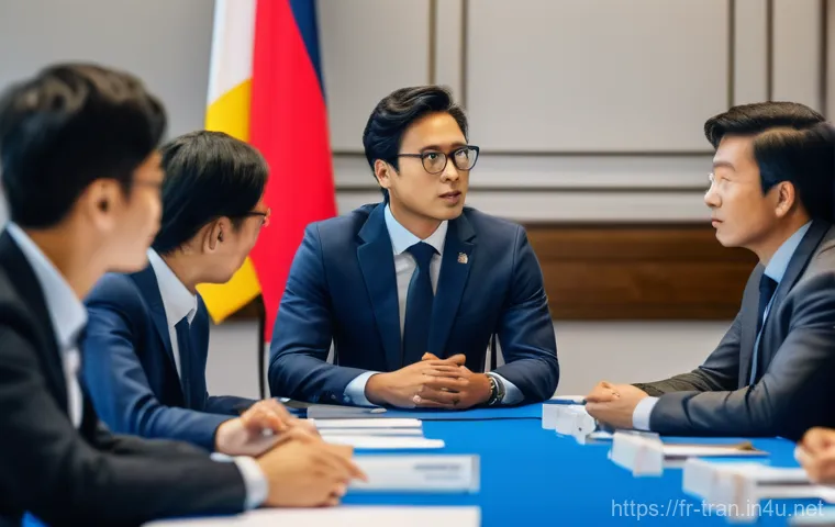 통역사와 관련된 국제 행사 - **Prompt:** A highly focused female conference interpreter in a modern, soundproof booth, wearing a ...