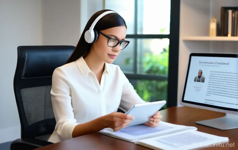 통역사로서 유리한 연령대와 경력 - **Continuous Learning and Digital Mastery:**
"A highly focused female interpreter, elegantly dre...