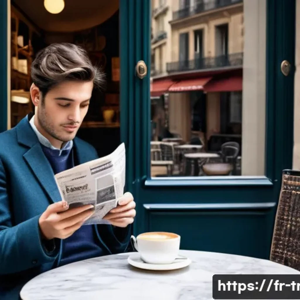통역사 필수 언어 능력 향상법 - **Prompt 1: Parisian Café Immersion**
    A wide shot of a young adult, gender-neutral, approximatel...